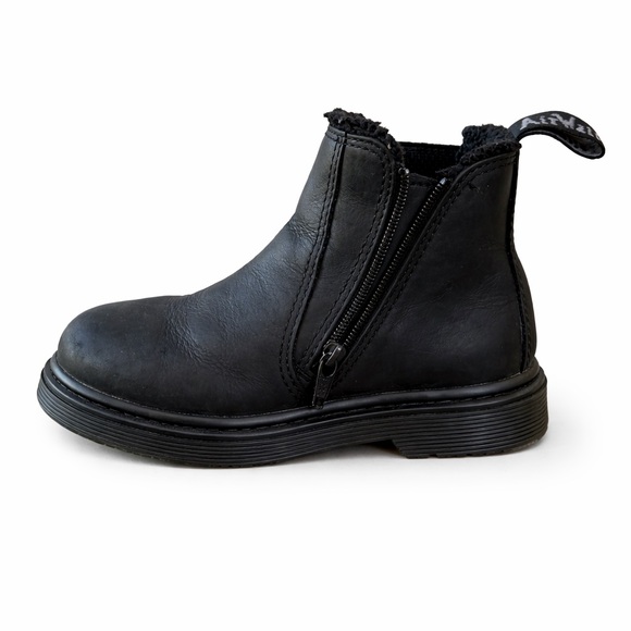 Dr. Martens Leonore Mono Black Faux Fur Lined Chelsea Boots Youth US 10 - Picture 5 of 6